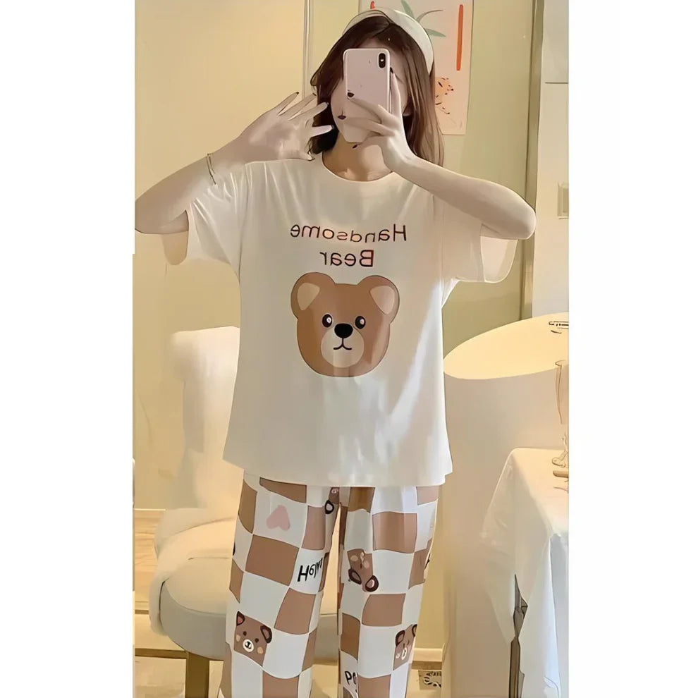 Handsome Bear Printed Nightwear