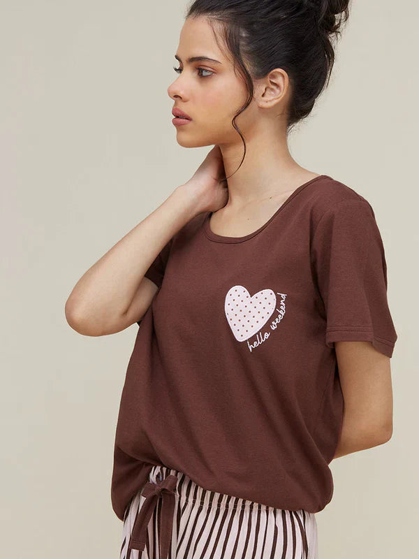 Heart and Butterfly Printed Nightwear